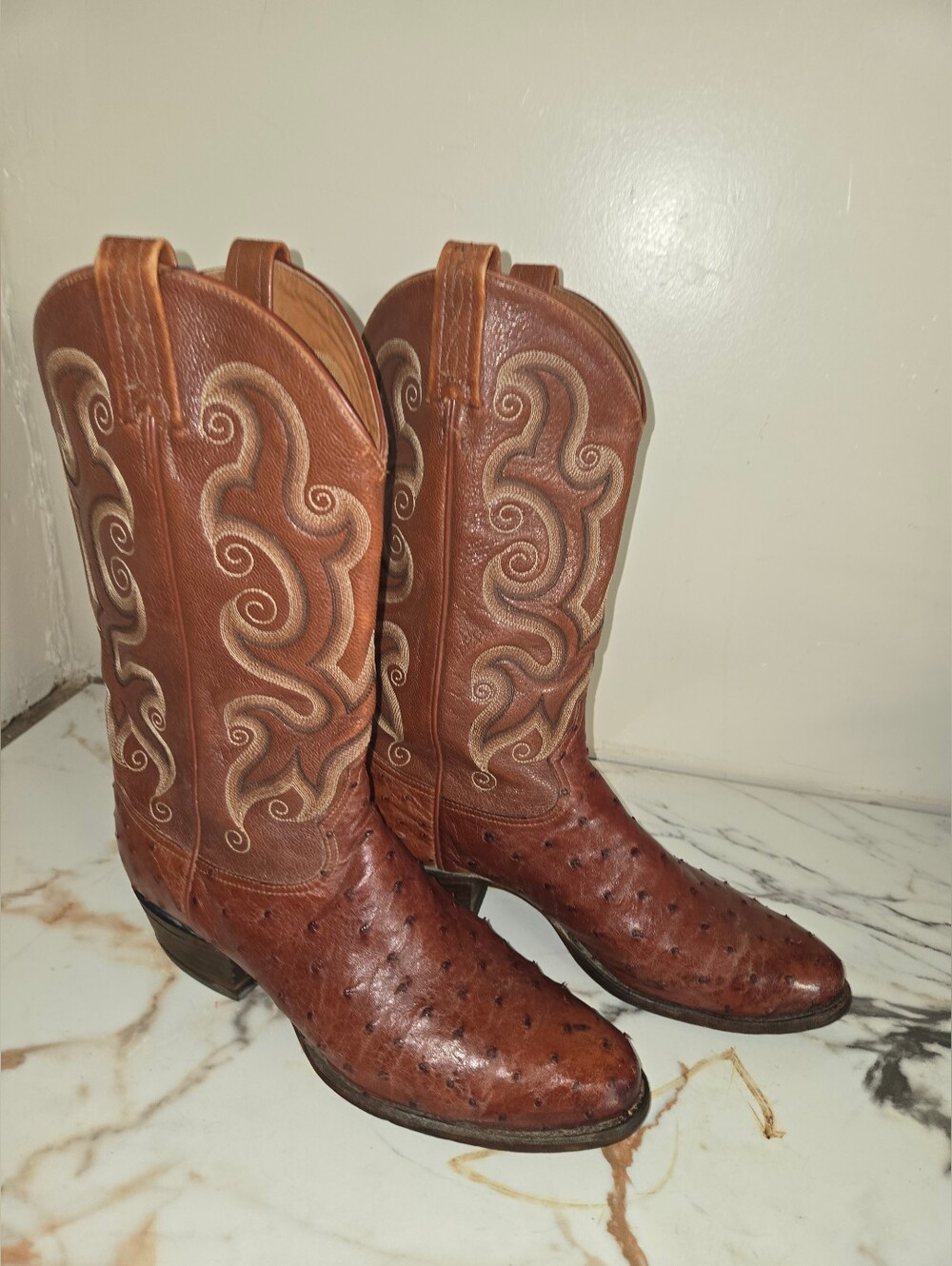 Tony Lama Full Quill Ostrich Mens Boots, Size 10 D, retails For $425.00